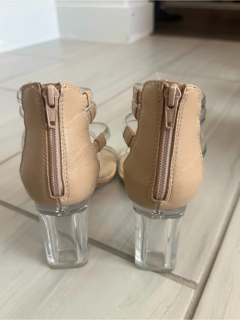 deltan clear block heel sandals